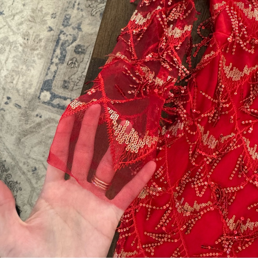 Superdown Scarlet Sequin V-Neck Mini Dress - Picture 7 of 12